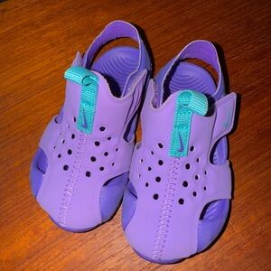 Nike Purple and Green Sandals with Ventilated Design. Toddler size 5
